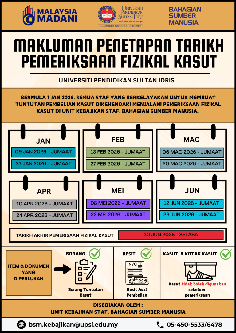 Makluman Penetapan Tarikh Pemeriksaan Fizikal Kasut